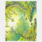 Sonnenbeleuchtete Waldlandschaft Fleecedecke (Vorderseite)