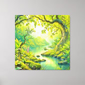 Sonnenbeleuchtete Waldlandschaft Leinwanddruck (Vorderseite)