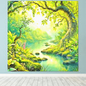 Sonnenbeleuchtete Waldlandschaft Leinwanddruck (Insitu (Holzboden))