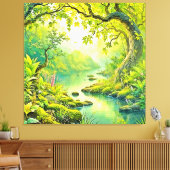 Sonnenbeleuchtete Waldlandschaft Leinwanddruck (Insitu (Wohnzimmer))