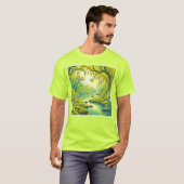 Sonnenbeleuchtete Waldlandschaft T-Shirt (Vorne ganz)
