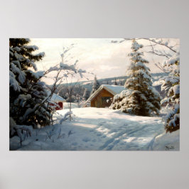 Sonnenbeleuchtete Winterlandschaft von Peder Mork  Poster