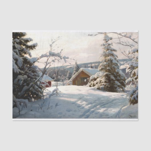 Sonnenbeleuchtete Winterlandschaft von Peder Mork  Seidenpapier (Vorderseite)