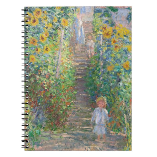Sonnenbeleuchteter Gartenweg mit Kindermobil Notizblock (Vorderseite)