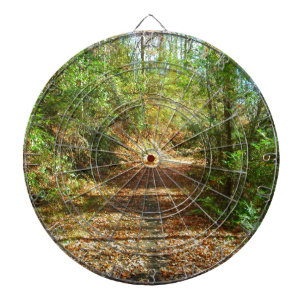 Sonnenbeleuchteter Herbstwaldpfad Dartscheibe