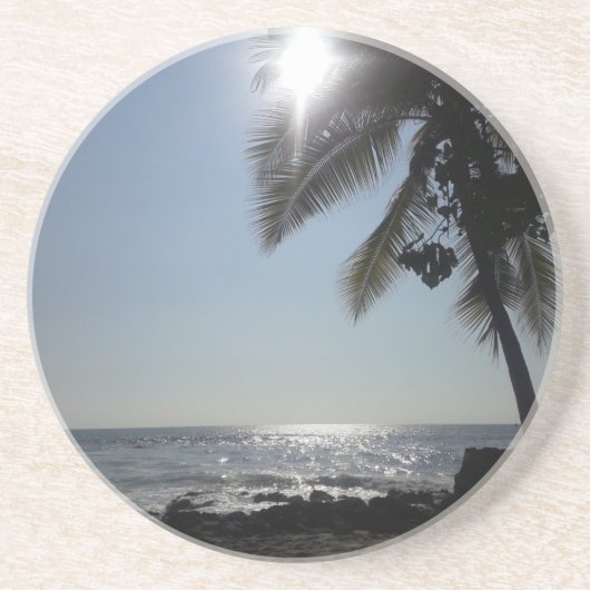 Sonnenbeleuchteter Palmenbaum Getränkeuntersetzer (Vorne)