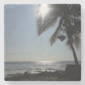 Sonnenbeleuchteter Palmenbaum Steinuntersetzer (Vorderseite)