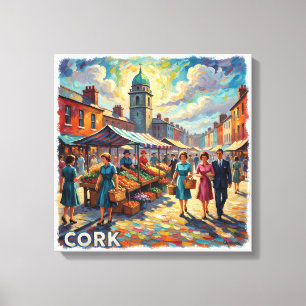 Sonnenbeschienene Cork Market Street Kunstwerk Lei Leinwanddruck