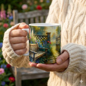Sonnenbeschienene Gartentor-Szene Kaffeetasse
