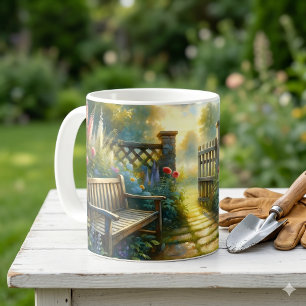 Sonnenbeschienene Gartentor-Szene Kaffeetasse