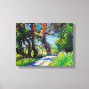 Sonnenbeschienene Olivenhaine-Pastell-Landschaft Leinwanddruck