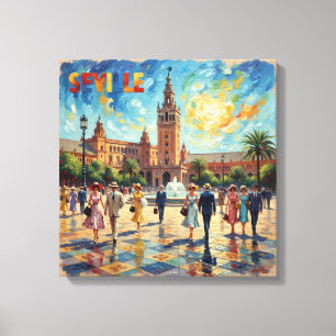 Sonnenbeschienene Sevillha-Platz Eleganz Leinwand 