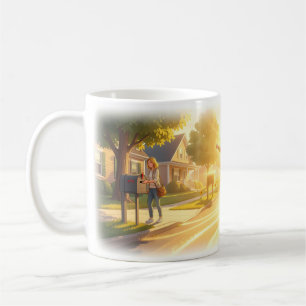 Sonnenbeschienene Straße Fröhliches Morgen Erwache Kaffeetasse
