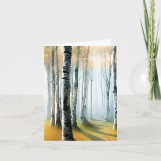 Sonnenbeschienener Birken- oder Espenhain Aquarell (Vorderseite)