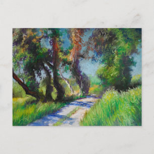 Sonnenbeschienener Olivenhain Pastell-Landschaft Postkarte