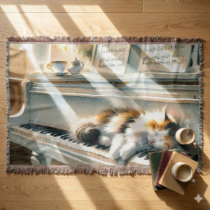 Sonnenbeschienenes Klavier Katzen Cottagecore Trau Decke