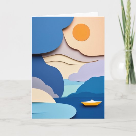 Sonnenbeschienenes Papierboot Karte (Vorderseite)