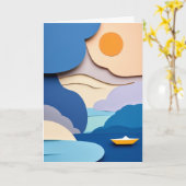 Sonnenbeschienenes Papierboot Karte (Gelbe Blume)