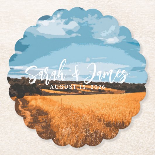 Sonnenbeschriebener Ländlicher Goldener Weizen Som Untersetzer (Vorderseite)