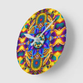 Sonnenblauer Akzent-Mandala Runde Wanduhr (Winkel)