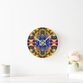 Sonnenblauer Akzent-Mandala Runde Wanduhr (Zuhause)