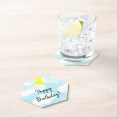 Sonnenblauer Sommerhimmel mit Wolken Geburtstagswü Untersetzer (Vor Ort)