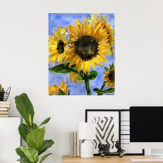 Sonnenblume 01 Aquarellbilder Kunst Poster (Heimbüro)