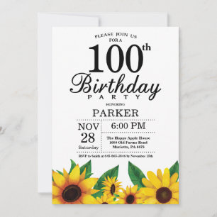 Sonnenblume 100. Geburtstag Einladung
