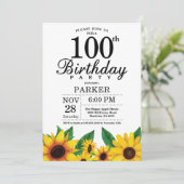 Sonnenblume 100. Geburtstag Einladung (Stehend Vorderseite)