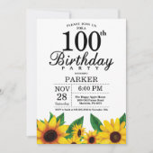 Sonnenblume 100. Geburtstag Einladung (Vorderseite)