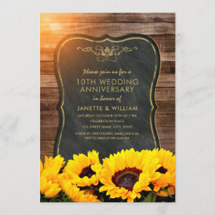 Sonnenblume 10. Hochzeitstag Rustikaler Herbst Einladung