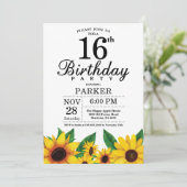Sonnenblume 16. Geburtstag Einladung (Stehend Vorderseite)