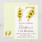 Sonnenblume 17. Geburtstag Einladung (Vorne/Hinten)