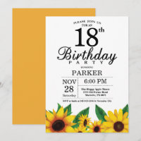 Sonnenblume 18. Geburtstag Einladung