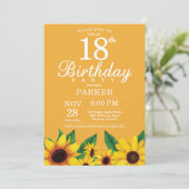 Sonnenblume 18. Geburtstag Einladung (Stehend Vorderseite)