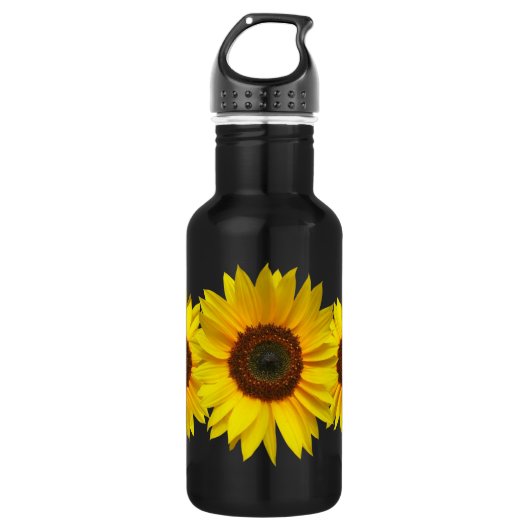 Sonnenblume 18 Unze. Schwarzes Edelstahlflasche (Vorderseite)