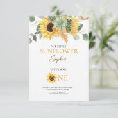 Sonnenblume 1. Geburtstag Einladung (Stehend Vorderseite)