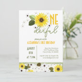 Sonnenblume 1. Geburtstag Einladung (Stehend Vorderseite)