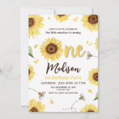 Sonnenblume 1. Geburtstag Einladung, Sonnenschein Einladung (Vorderseite)