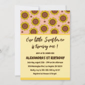 Sonnenblume 1. Geburtstag Einladungen niedlich mod (Vorderseite)