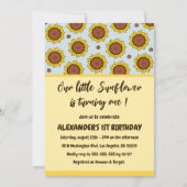 Sonnenblume 1. Geburtstag Einladungen niedlich mod (Vorderseite)