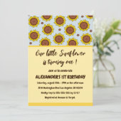 Sonnenblume 1. Geburtstag Einladungen niedlich mod (Stehend Vorderseite)