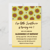 Sonnenblume 1. Geburtstag Einladungen niedlich mod (Vorderseite)