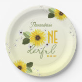 Sonnenblume 1. Geburtstag Pappteller (Vorderseite)