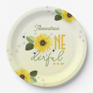 Sonnenblume 1. Geburtstag Pappteller