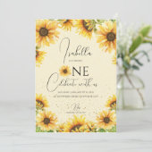 Sonnenblume 1. Geburtstag Party Einladung (Stehend Vorderseite)