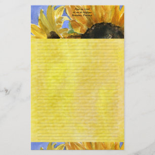 Sonnenblume 1 Wasserfarbe Personalisiert Stationär Briefpapier