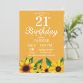 Sonnenblume 21. Geburtstag Einladung (Stehend Vorderseite)