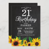 Sonnenblume 21. Geburtstag Einladung (Vorne/Hinten)