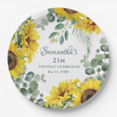 Sonnenblume 21. Geburtstag Party Pappteller (Vorderseite)